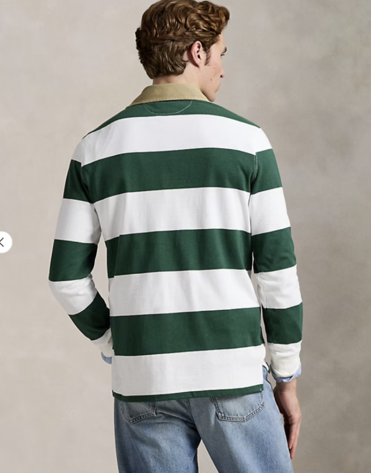 Classic fit rugbyshirt 004 GREEN/CREAM