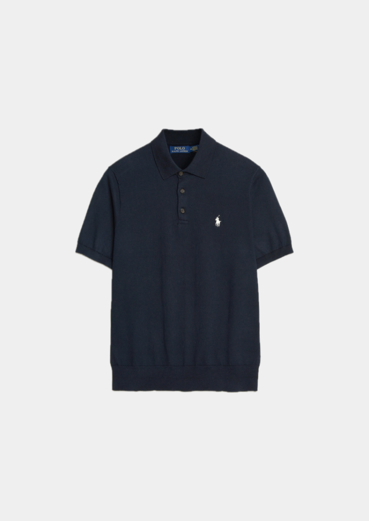 Cotton Knitted Polo Shirt 001 HUNTER NAVY