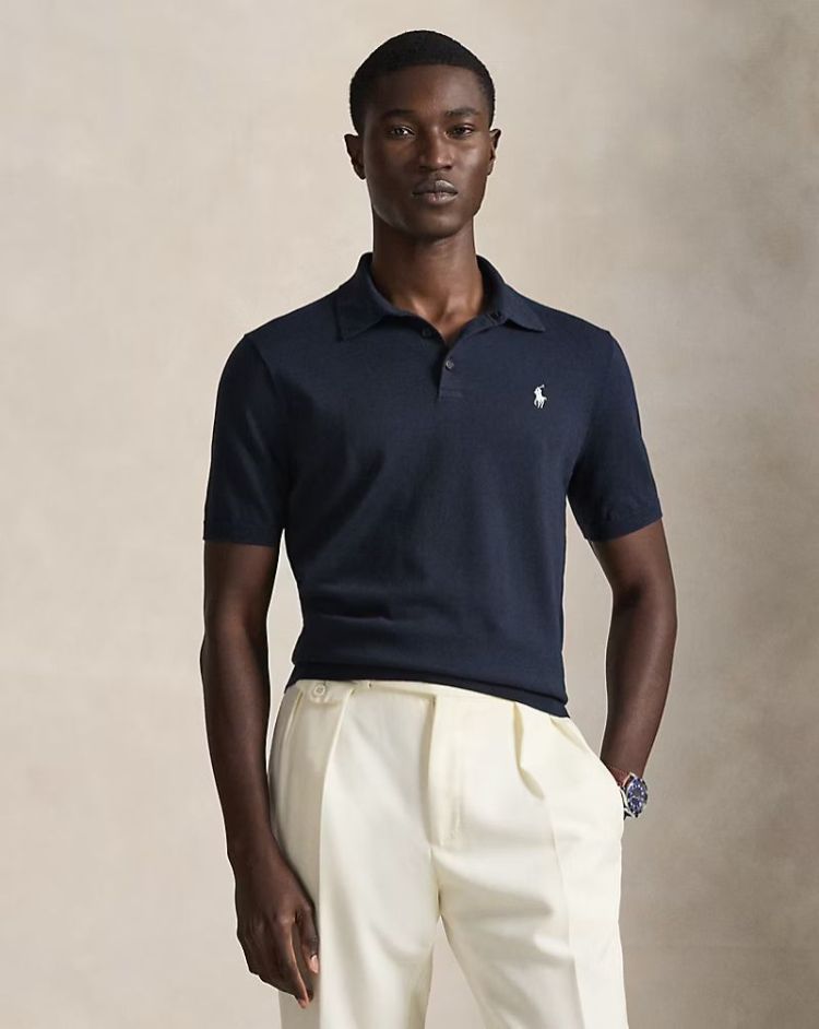 Cotton Knitted Polo Shirt 001 HUNTER NAVY