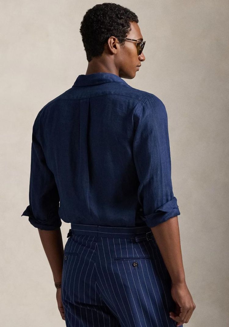Custom Fit Linen Shirt 504 NEWPORT NAVY
