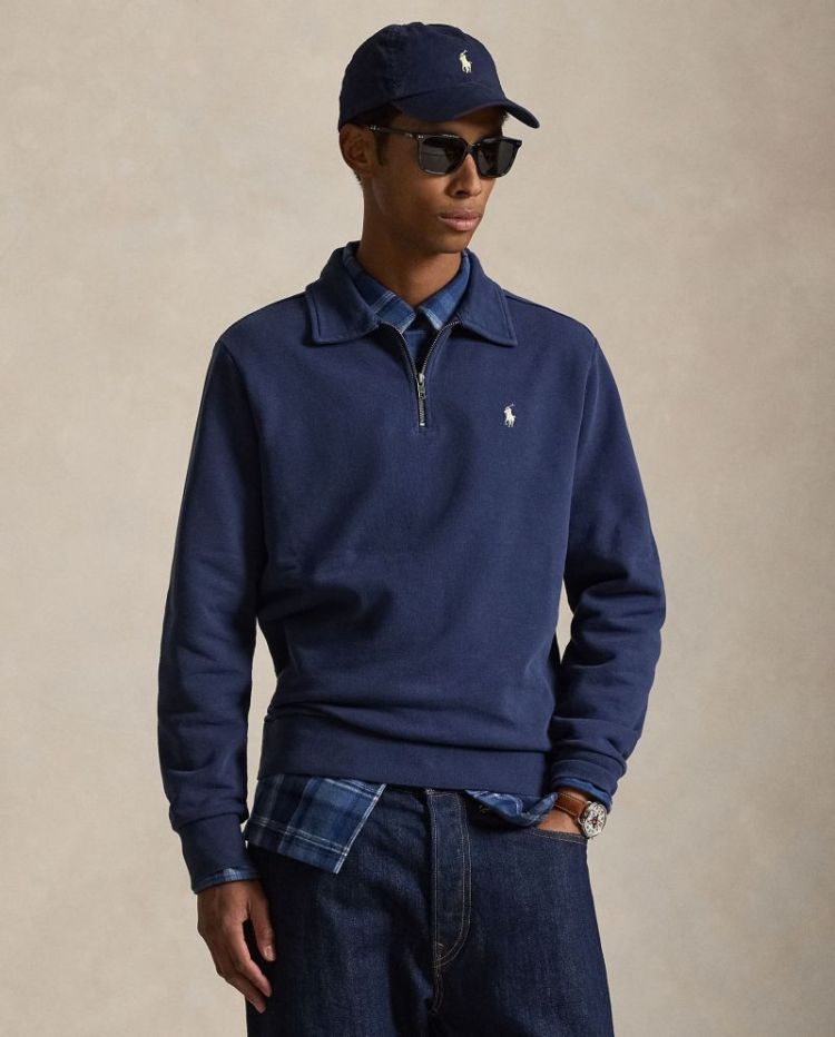 Loopback fleece quarter zip 007 CRUISE NAVY