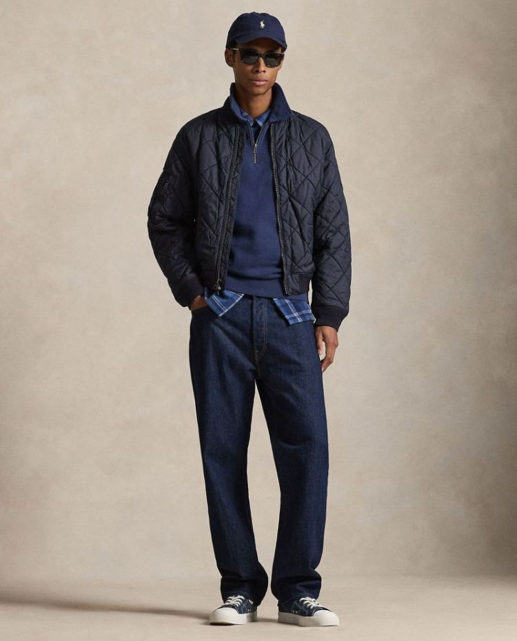 Loopback fleece quarter zip 007 CRUISE NAVY