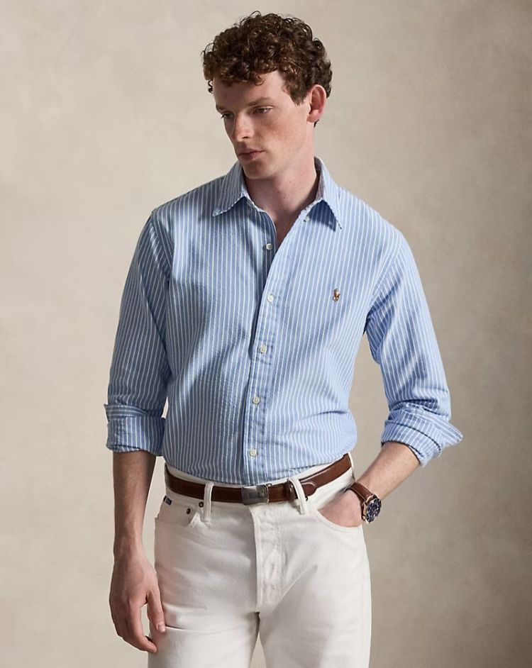 Seersucker Oxford Custom Fit 002 BSR BLUE WH