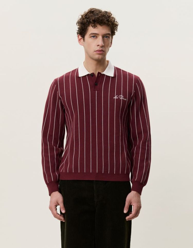 Signature Knitted LS Polo 654 CHOCOLATE T