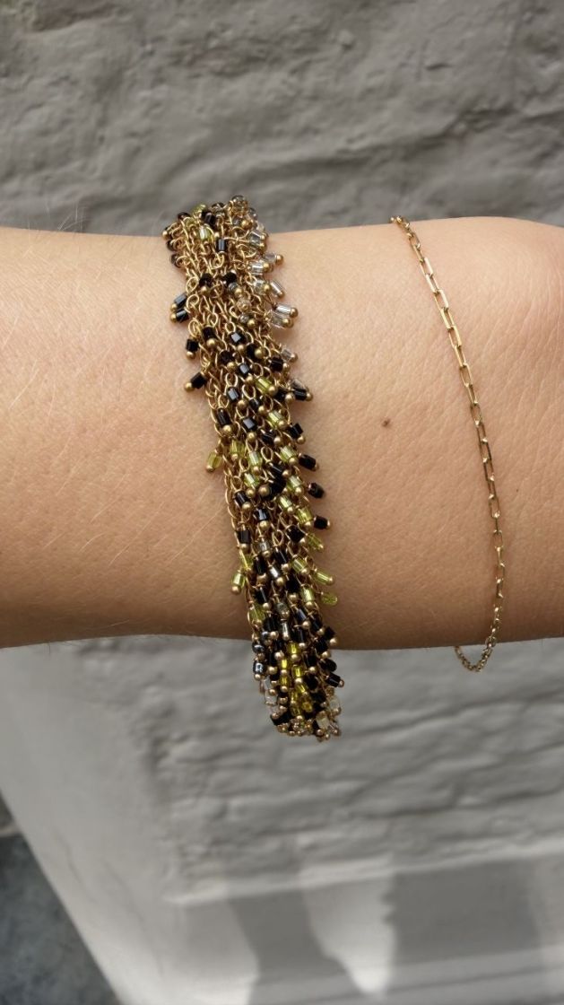 1cm de largeur Dore/vert/blk