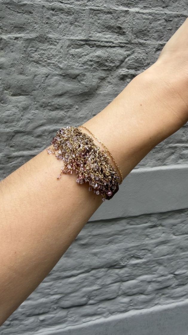 1cm de largeur, maille métal bronze/rose