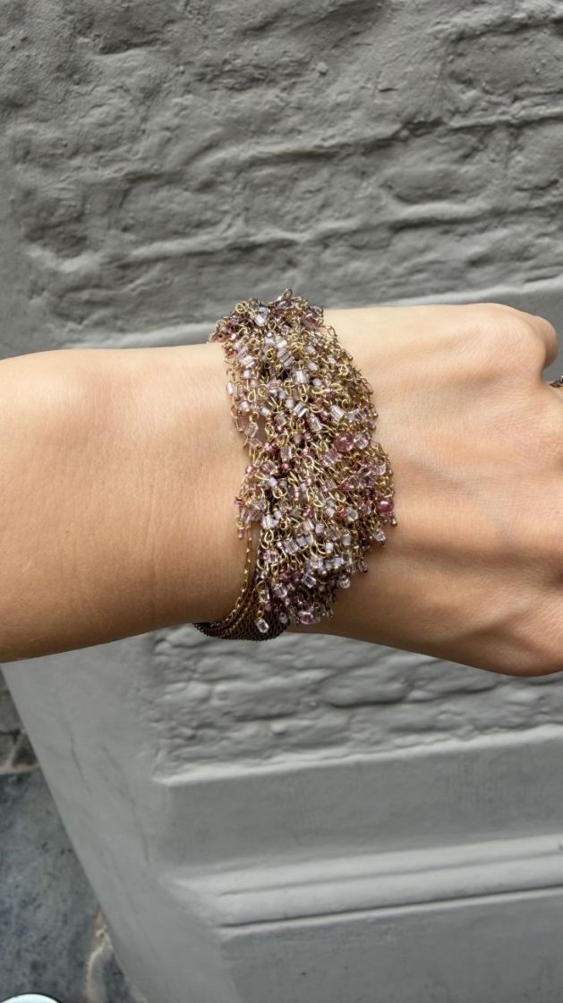 1cm de largeur, maille métal bronze/rose