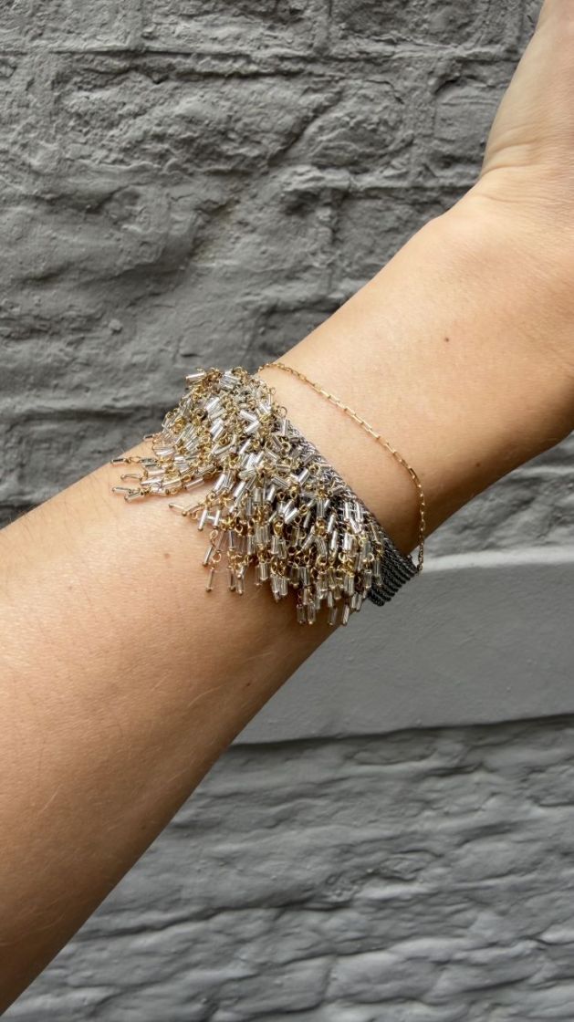 1cm de largeur, maille métal Argent