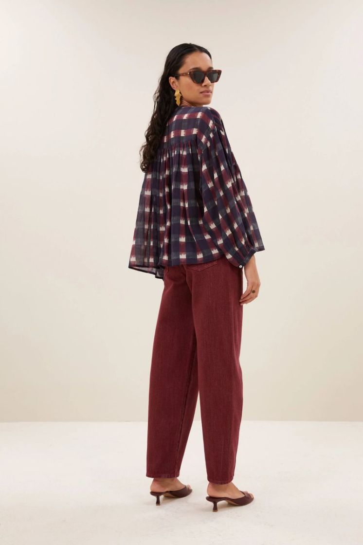 mine ikat blouse wine ikat print
