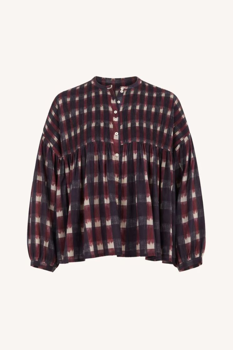 mine ikat blouse wine ikat print