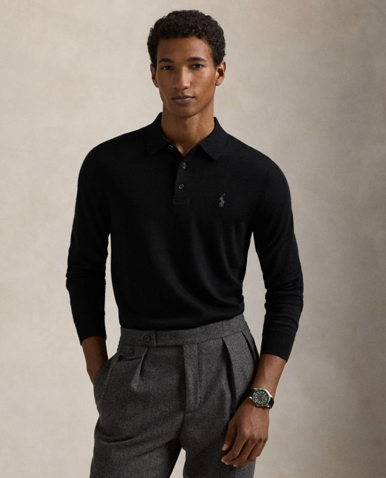 Washable Merino Wool 002 POLO BLACK