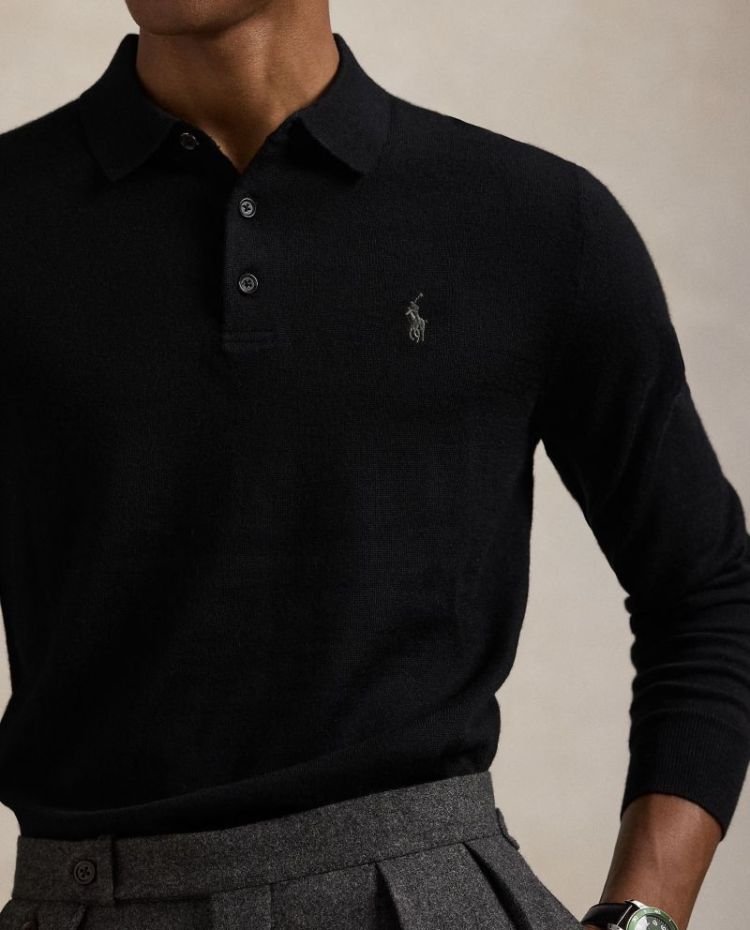 Washable Merino Wool 002 POLO BLACK