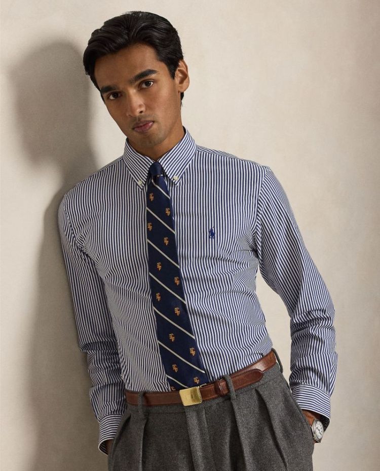 Custom Fit Stretch Poplin 011 4655A NAVY/