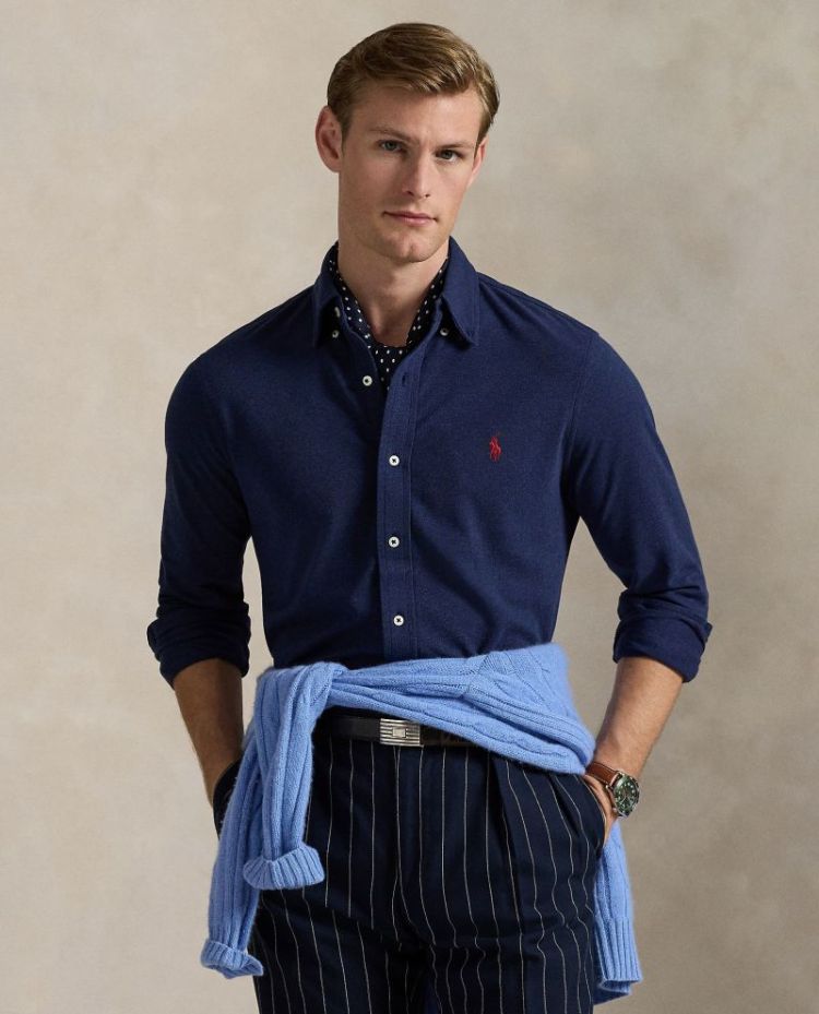 Long Sleeve Knit Featgerweight 081 NAVY HEATHER