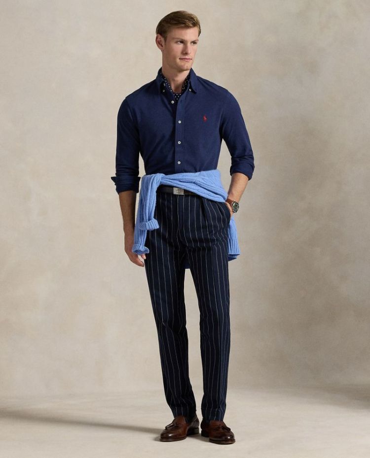 Long Sleeve Knit Featgerweight 081 NAVY HEATHER
